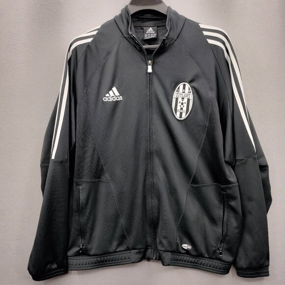 Adidas Juventus Track Jacket Full Zip Black White 3 Stripe ClimaCool Men's M - Picture 1 of 10
